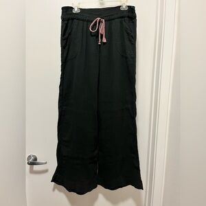 Black Wide Leg Pull-on Pant 100% Cotton Size S